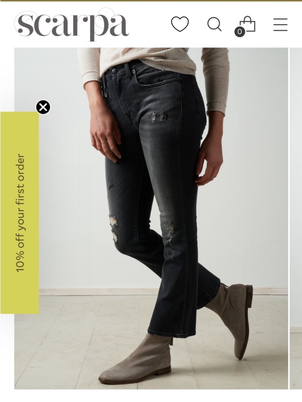 R13 Kick Fitt Black Distressed Cropped Jeans